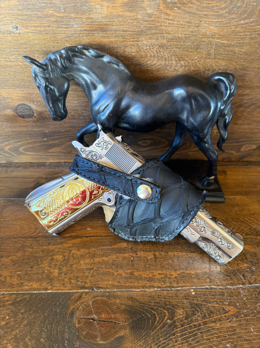 Deluxe Black/gold Pirarucu skin compact holster (1911)