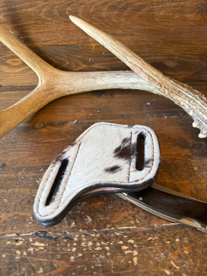 Brown/white. Cowhide knife sheath