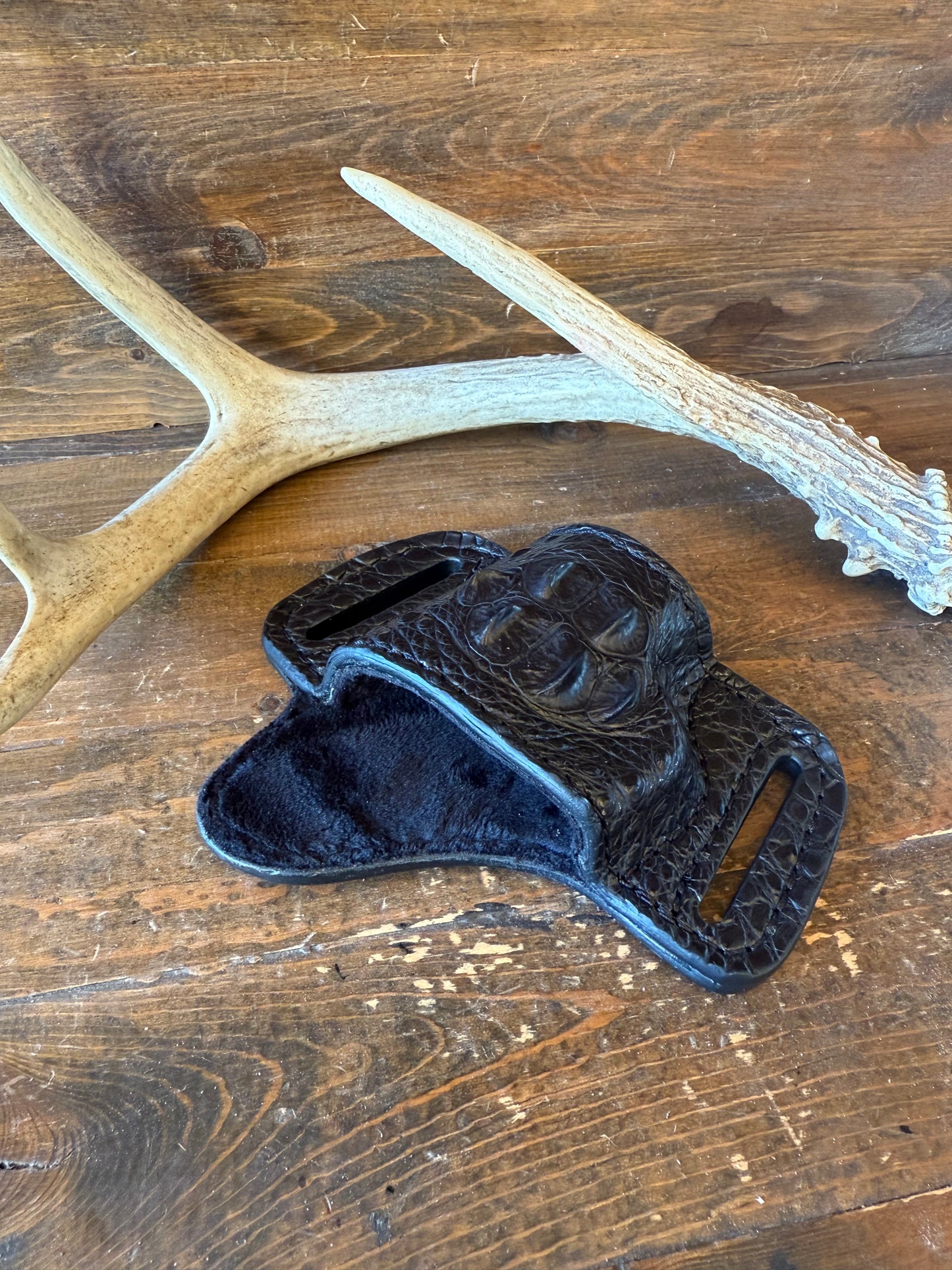 Black Crocodile Hornback  Neck Bikini Luxury Holster. ( 1911 )