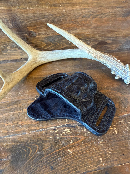 Black Crocodile Hornback  Neck Bikini Luxury Holster. ( 1911 )