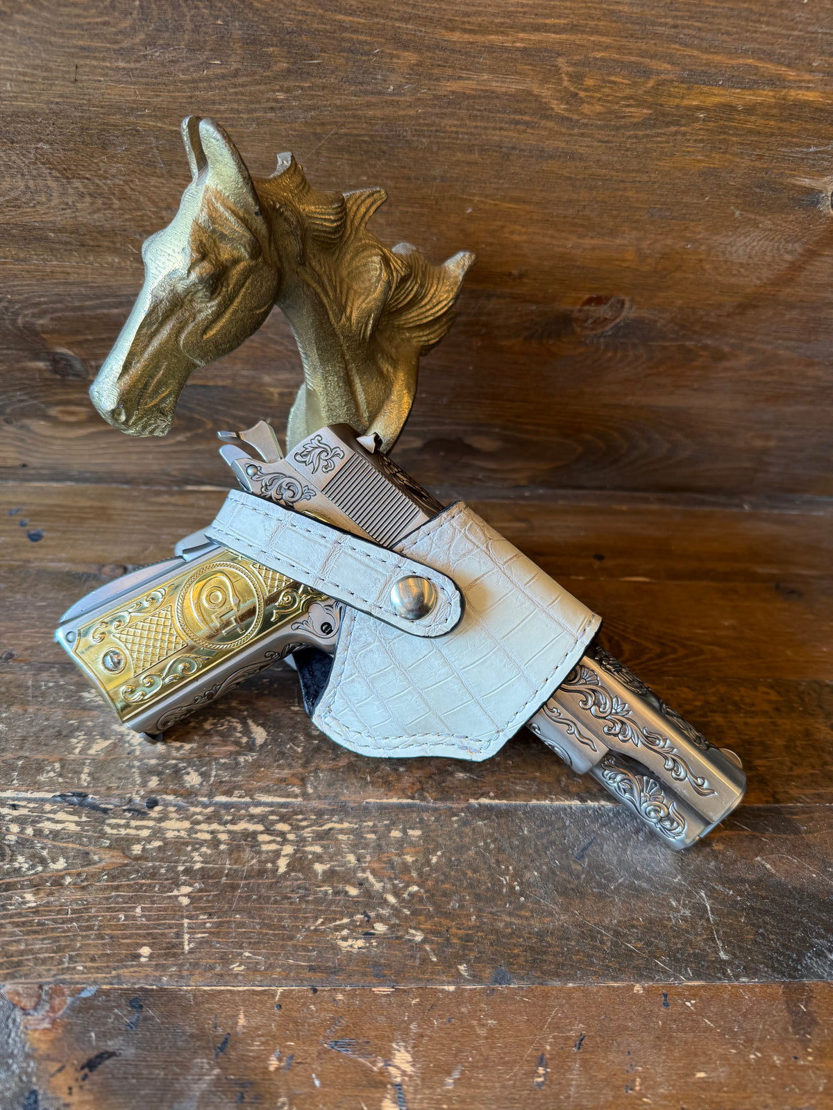 Himalayan White Crocodile skin  compact holster (1911)