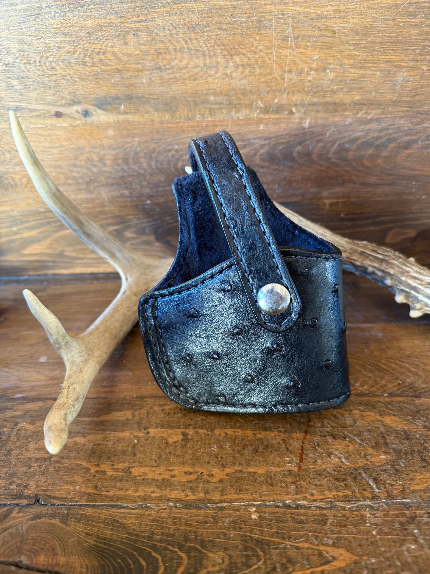 Black/Chrome ostrich compact holster ( Glock )