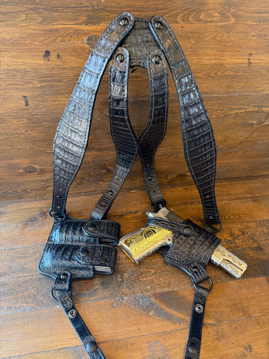 Black crocodile belly luxury shoulders strap Holsters. (1911) 2/mags