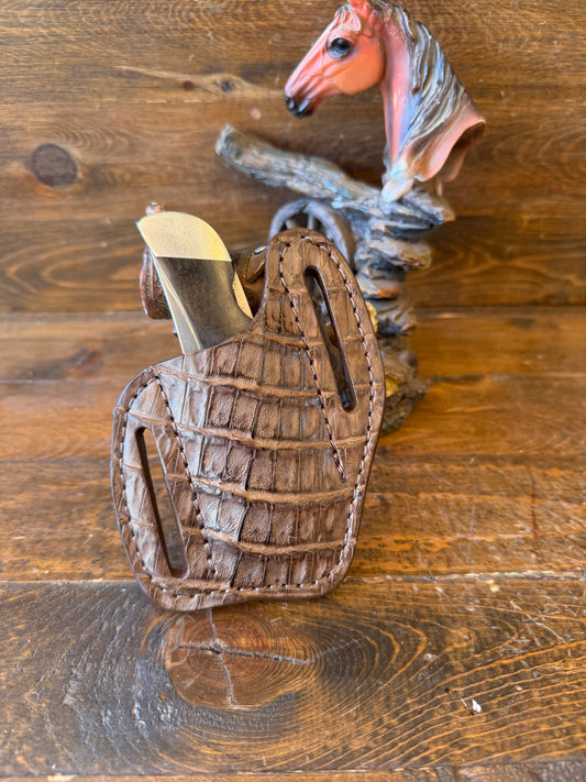 Brown crocodile belly knife sheath
