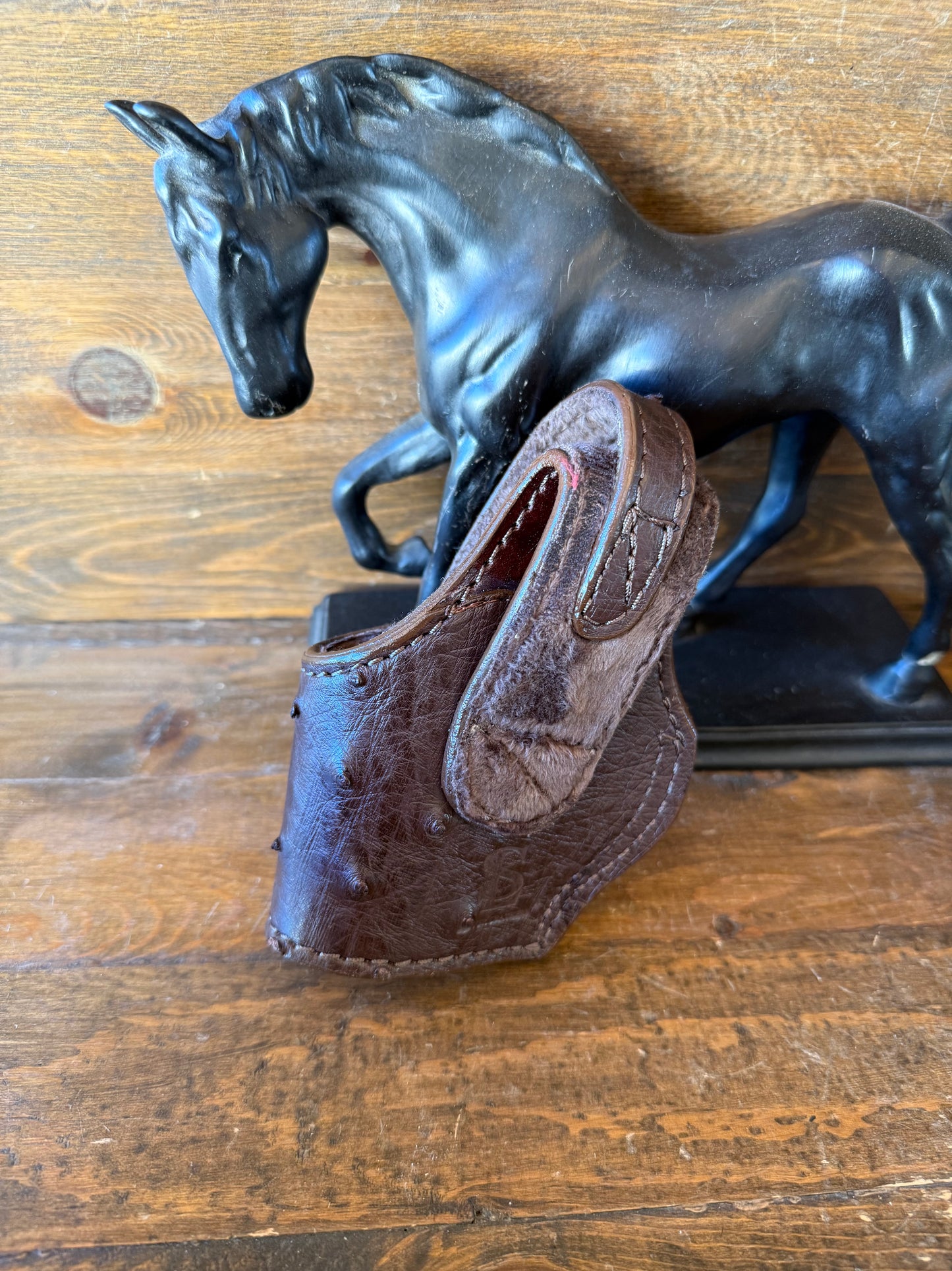 Dark Brown/gold ostrich skin compact holster (1911)