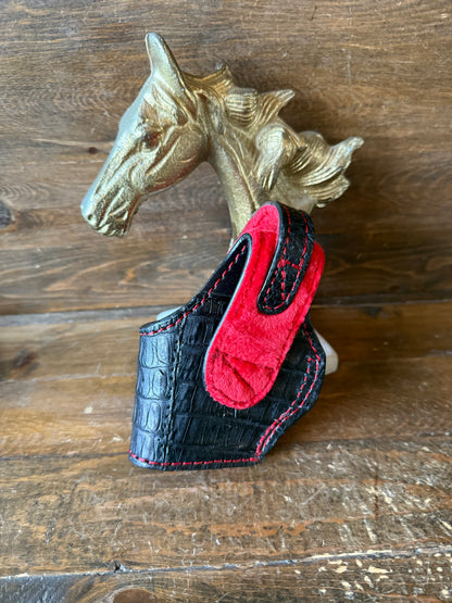 Black/red Crocodile skin belly compact holster