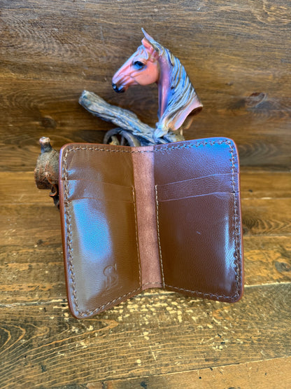 Almond ostrich skin compact wallet