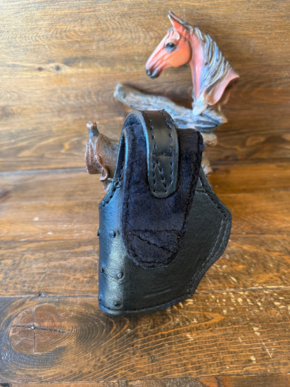Black Compact ostrich skin holster. (1911). Open Trigger