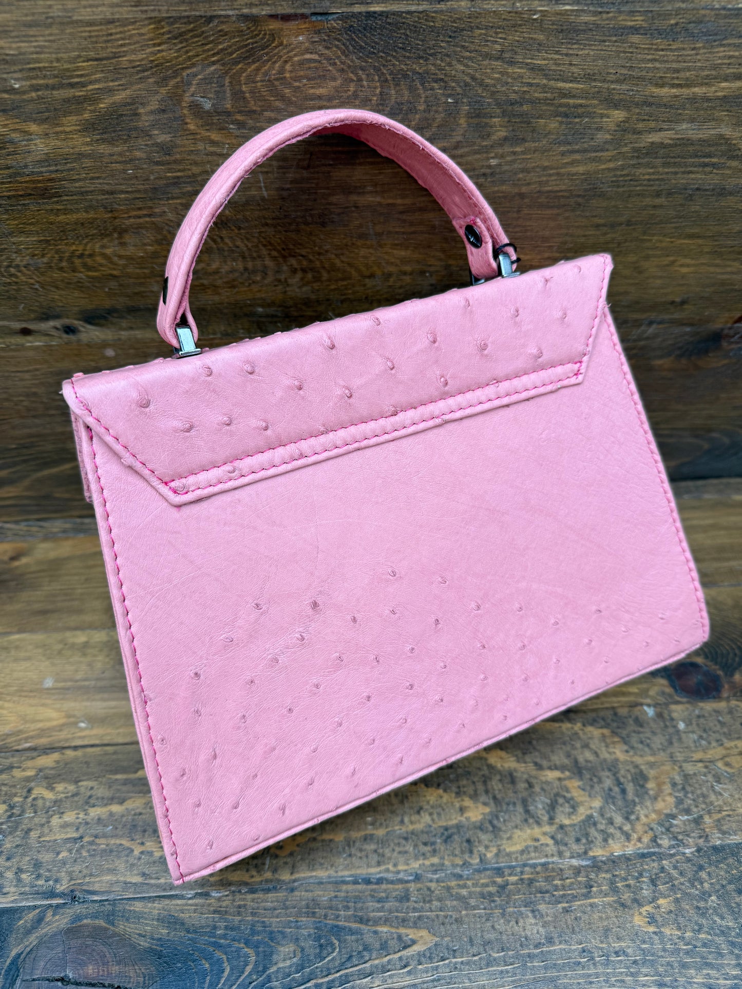 Light pink women’s ostrich handbag