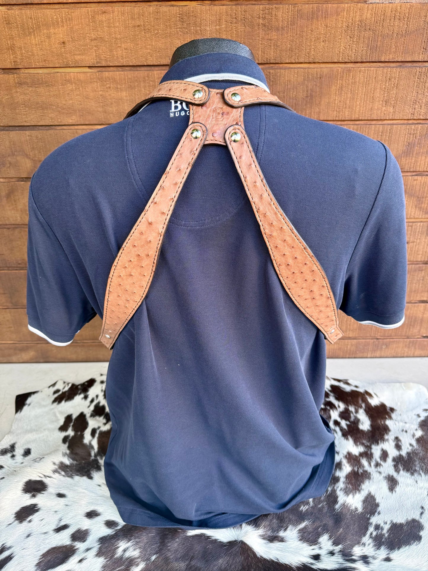 Almond Brown Ostrich Skin Luxury Shoulder Holsters ( 1911 )