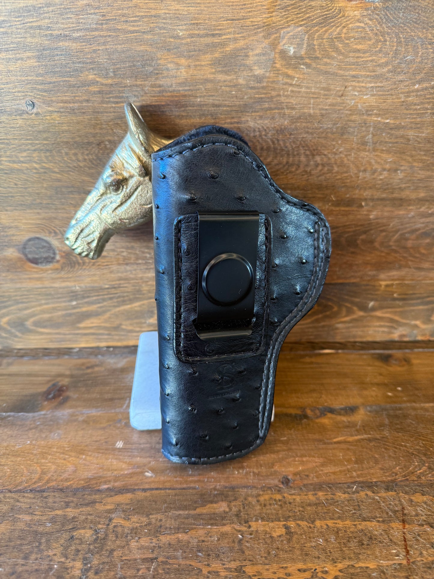 Black ostrich skin full IWB holster (1911 ) 5”. Left-handed