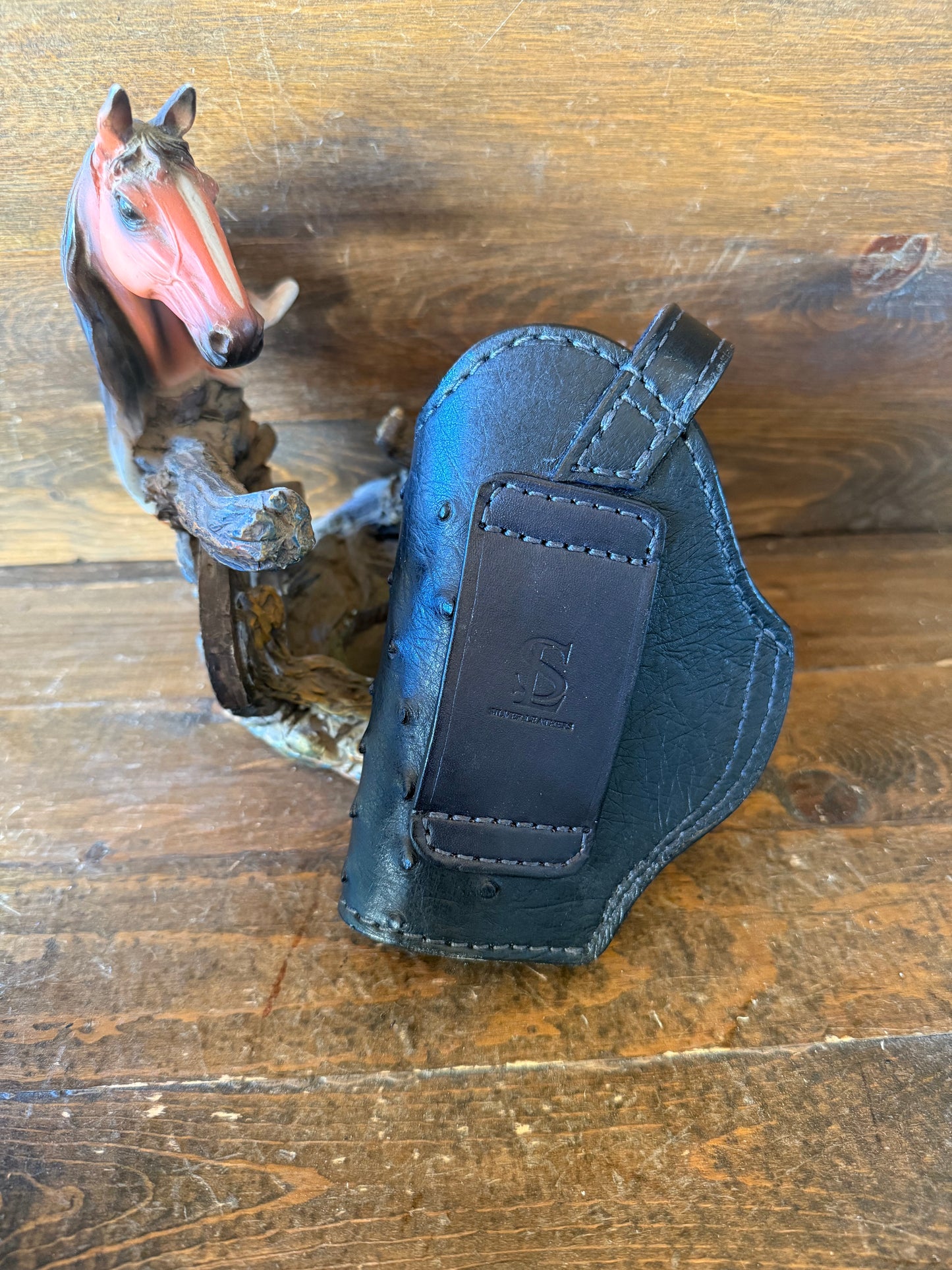 Black/gold. Ostrich skin medium holster ( 1911)
