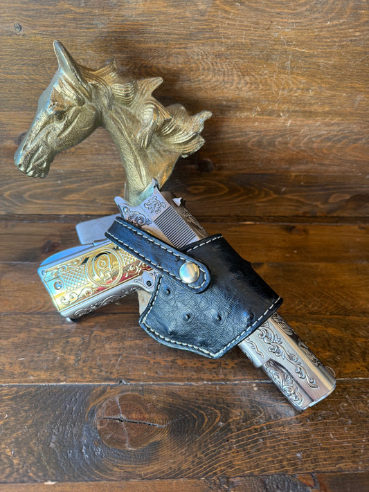 Deluxe black/gold ostrich skin compact holster (1911)