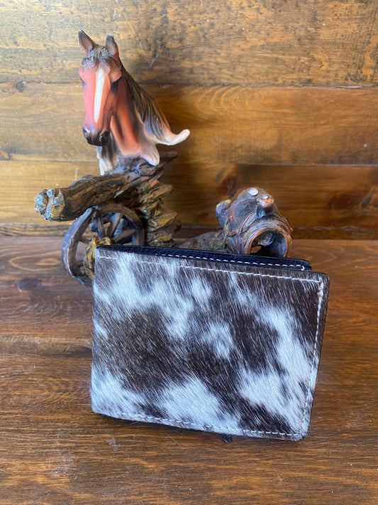 Cowhide with hair bifold wallet