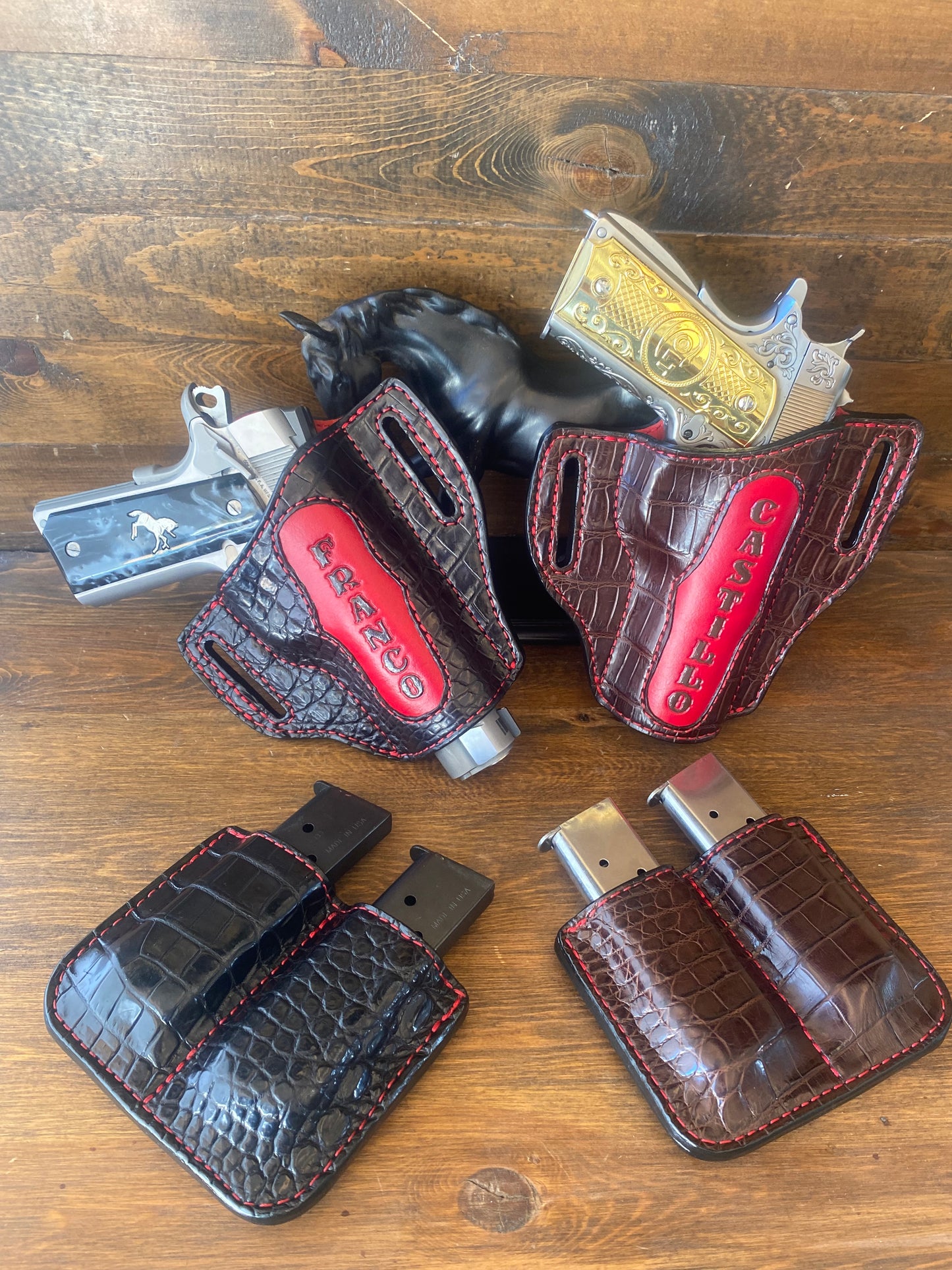 Alligator skin Personalized gun holster and magazine set (1911)