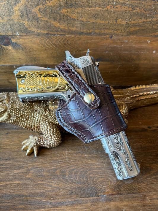 Brown alligator belly compact holster (1911)