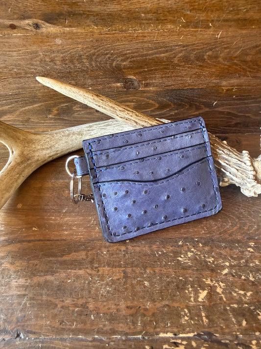 Blue Jean ostrich full quails cardholder/minimalist wallet