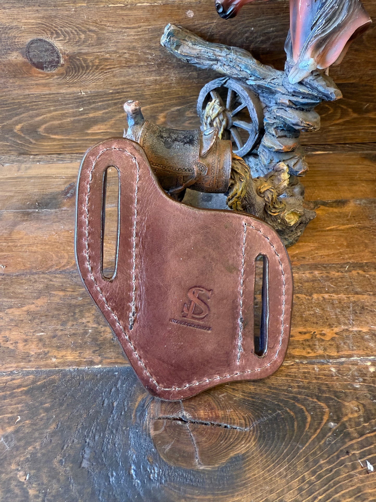 Brown ostrich skin pocket knife sheath