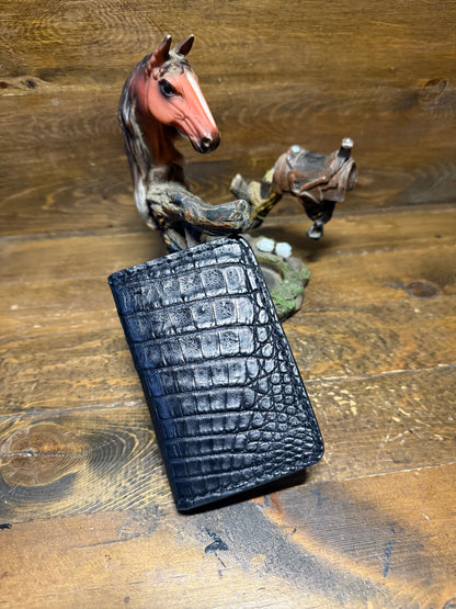 Black crocodile skin  compact  wallet