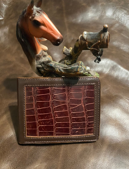 Half alligator skin  bifold wallet