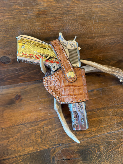 Honey/gold crocodile skin compact holster (1911)