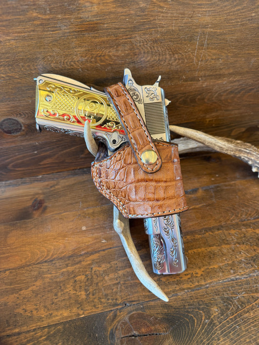 Honey/gold crocodile skin compact holster (1911)