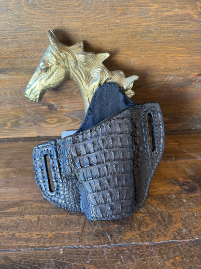 Dark brown matte crocodile skin holster ( Glock )