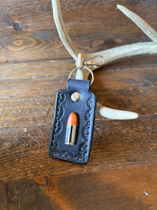 Black crocodile bullet keychain