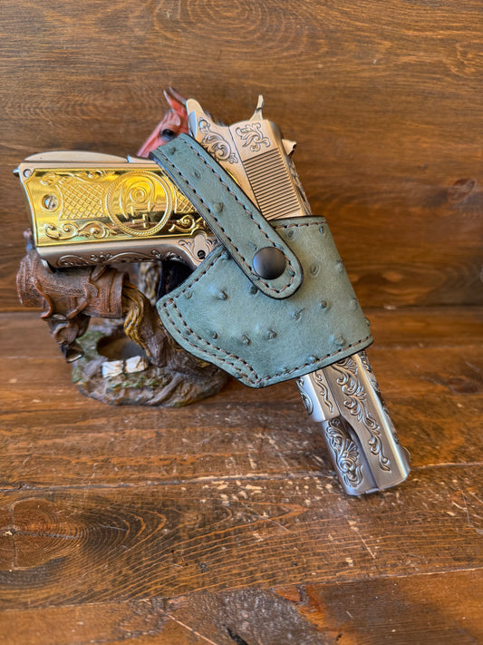 Olive green ostrich skin compact holster (1911)