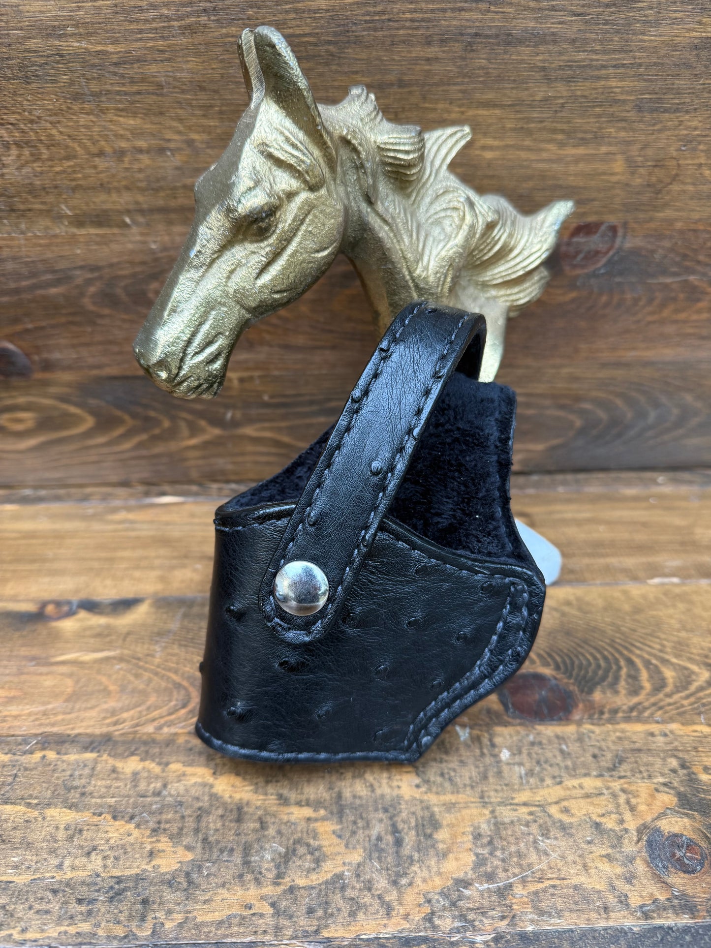 Black/chrome Ostrich skin compact holster. (1911) Left