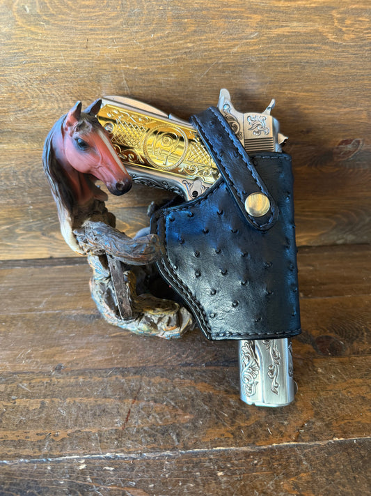 Black/gold. Ostrich skin medium holster ( 1911)