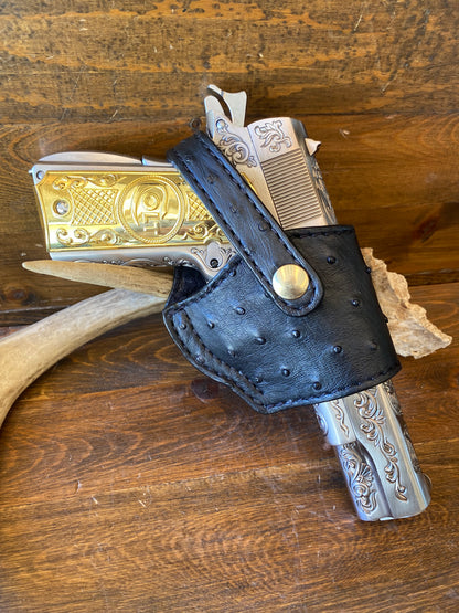 Black/gold ostrich skin compact holster (1911)