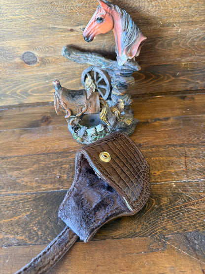 Brown/gold Crocodile belly compact holster (1911)