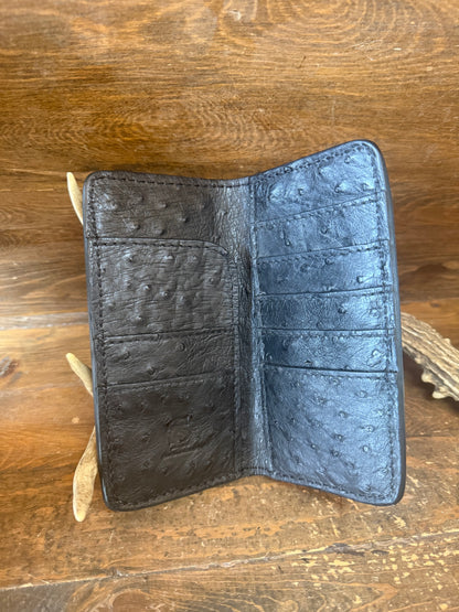 Ostrich skin Deluxe Rodeo wallet in/out