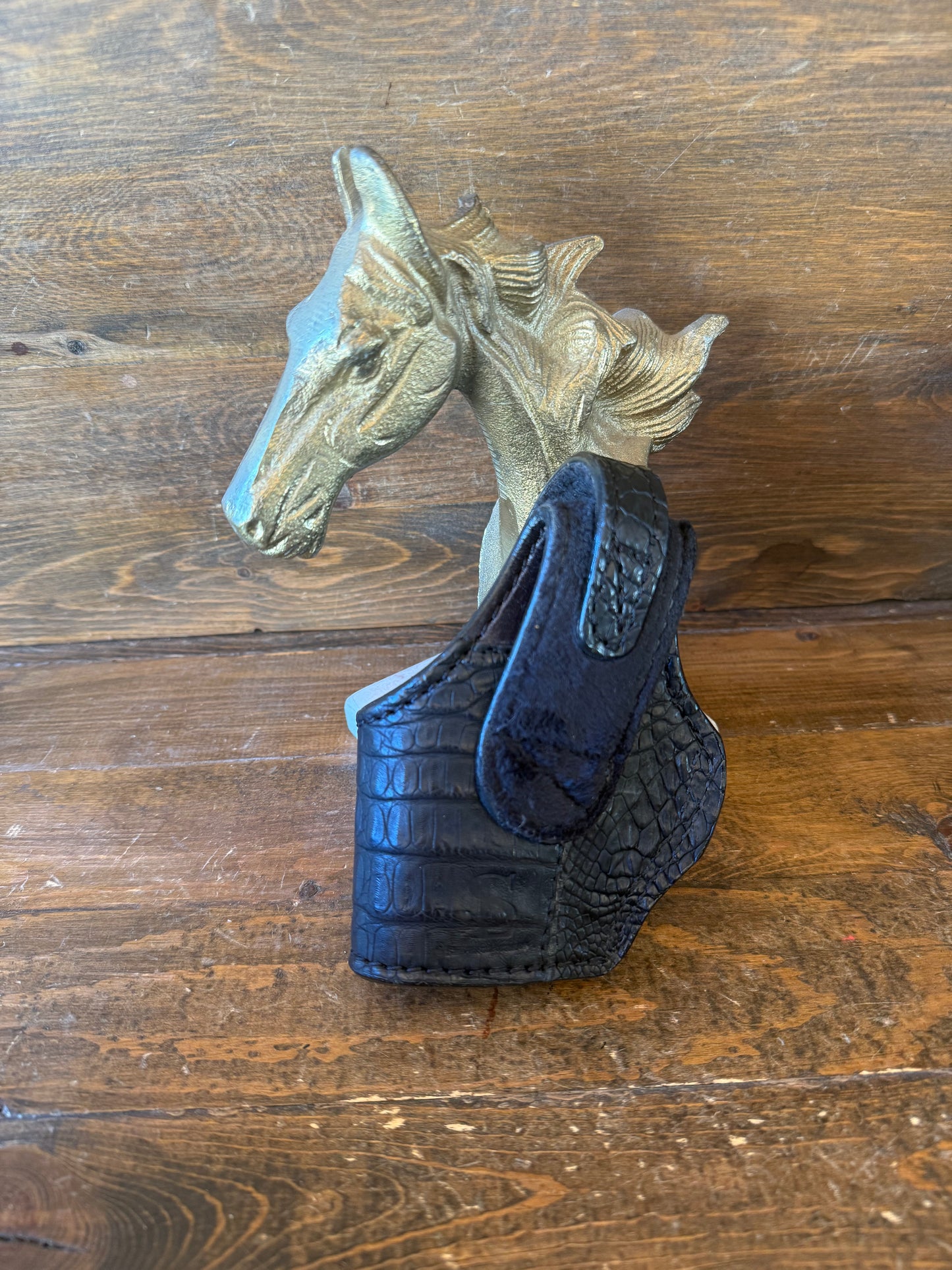 Black/gold  crocodile Hornback compact holster (1911)