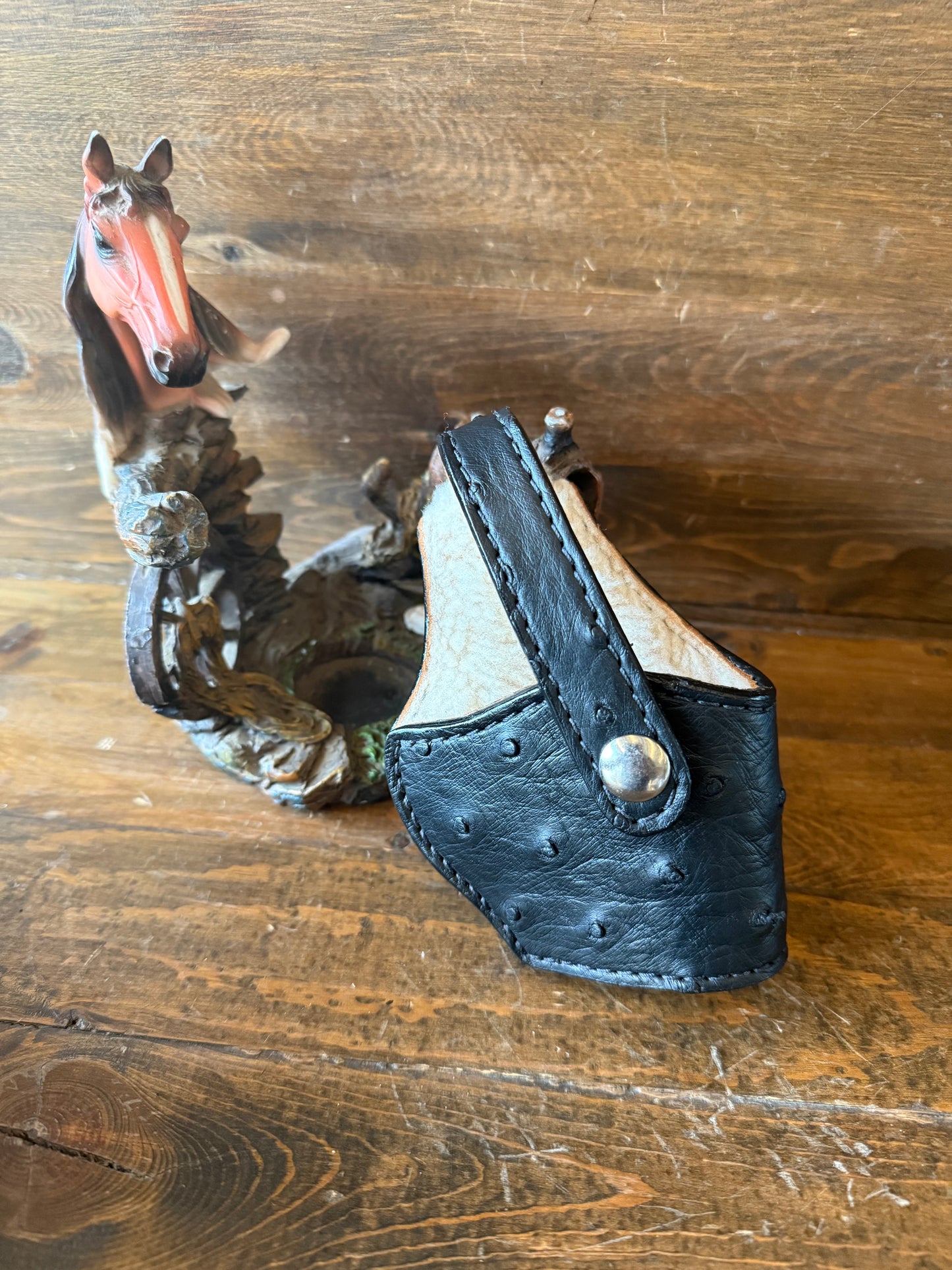 Deluxe black/chrome ostrich compact holster. Sheep Shearling int. (1911)