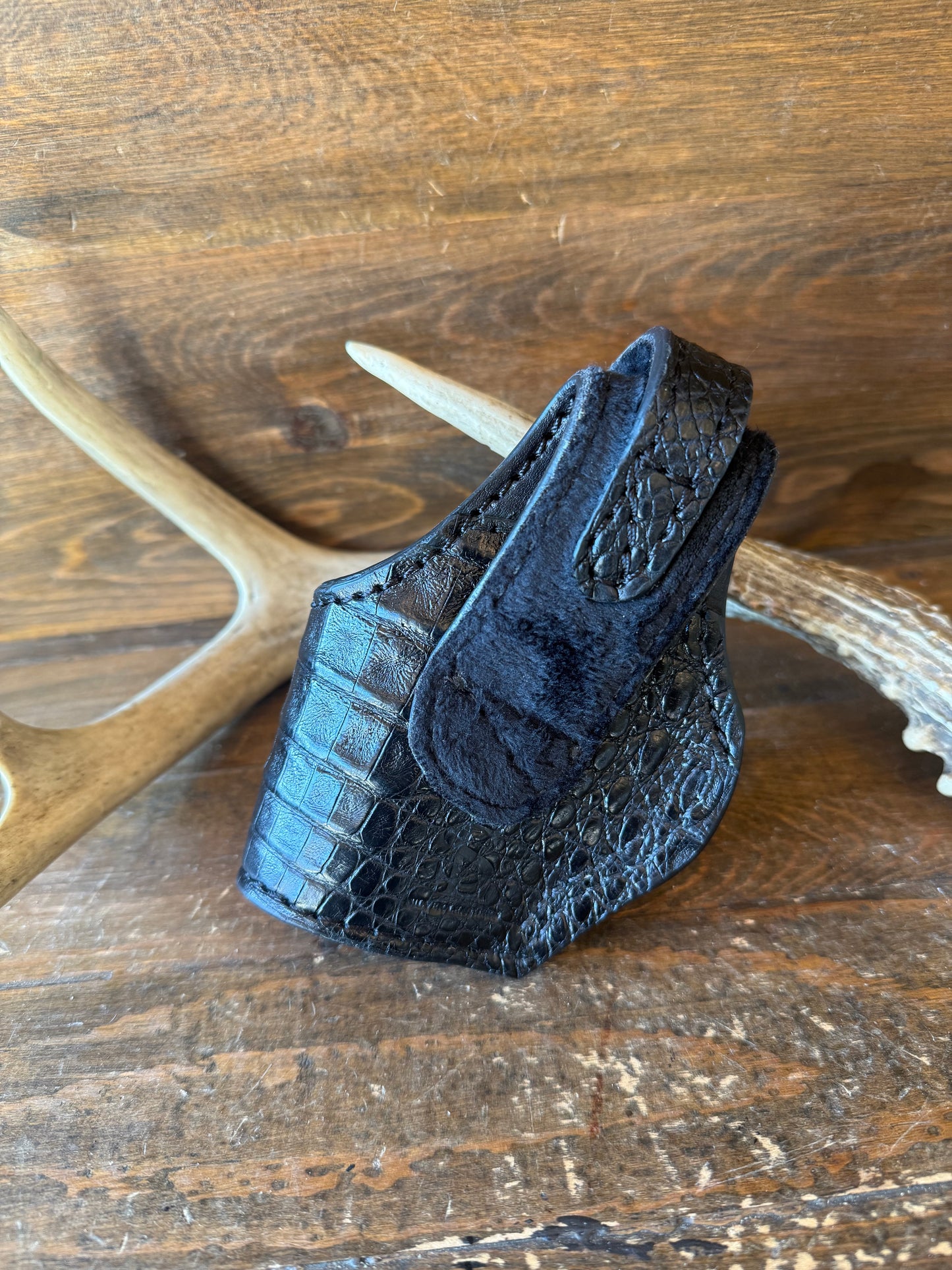 Black/Chrome crocodile belly compact holster. (1911)