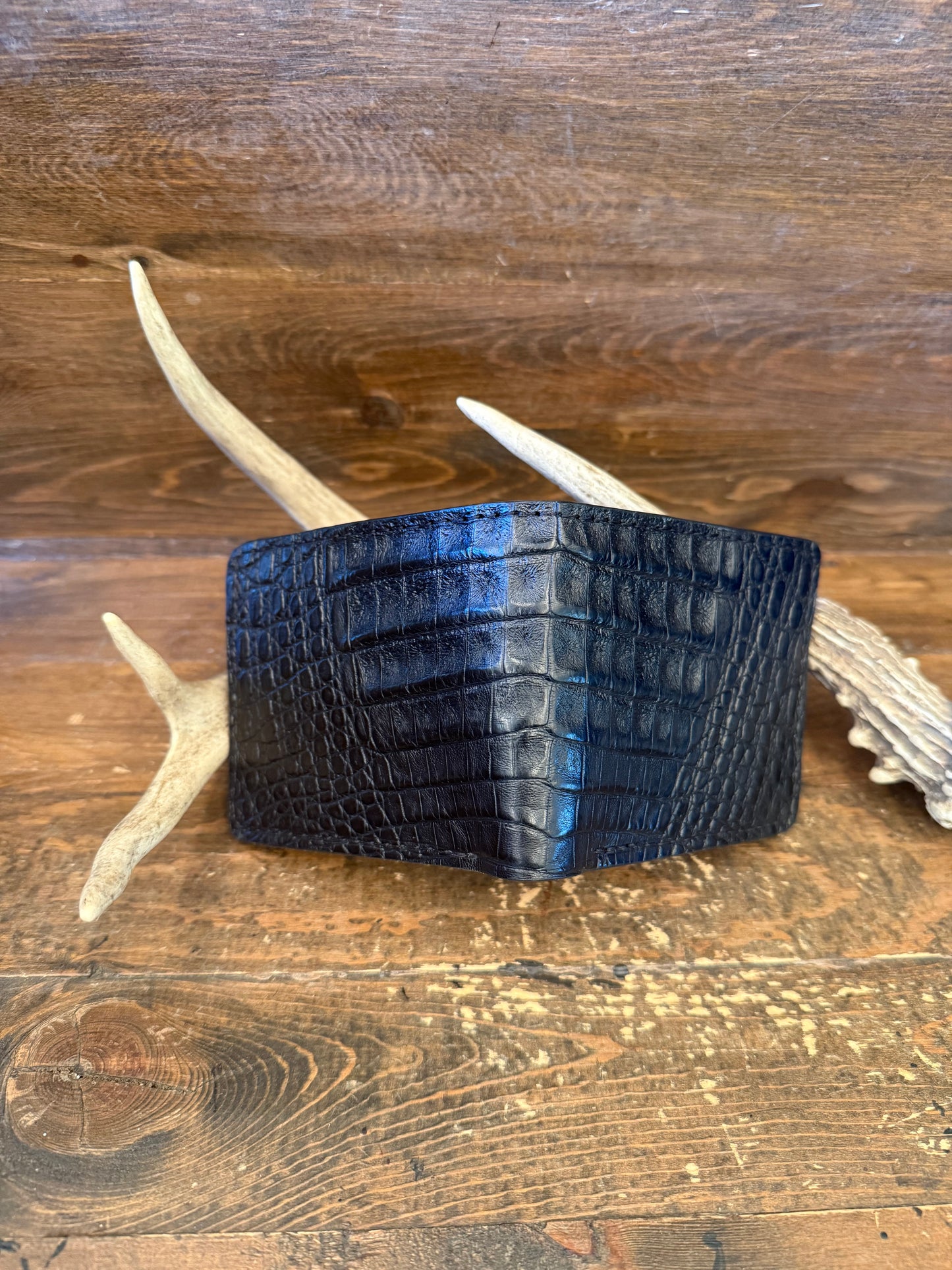 Black caiman/crocodile belly wallet