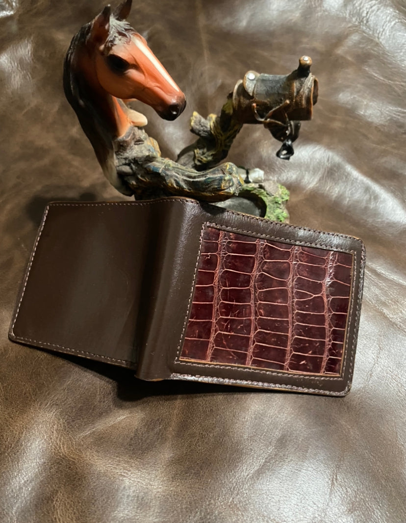 Half alligator skin  bifold wallet