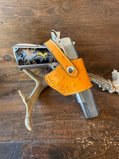 Honey/Chrome ostrich skin compact holster ( 1911 )