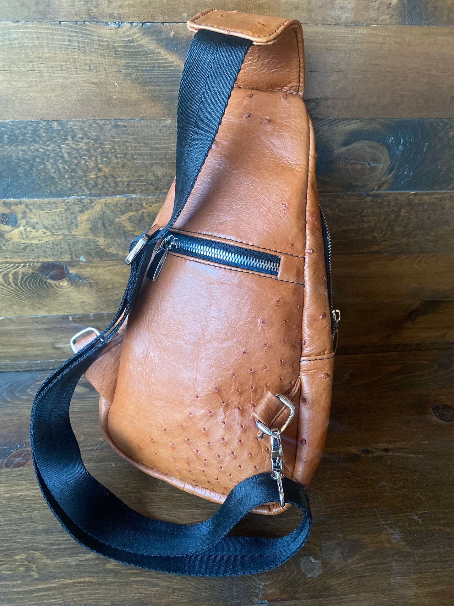 Conac ostrich skin sling bag. Mens/women’s