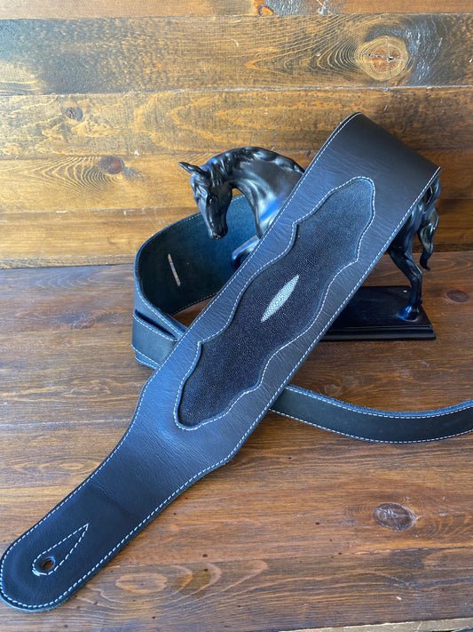 Black stingray guitar strap