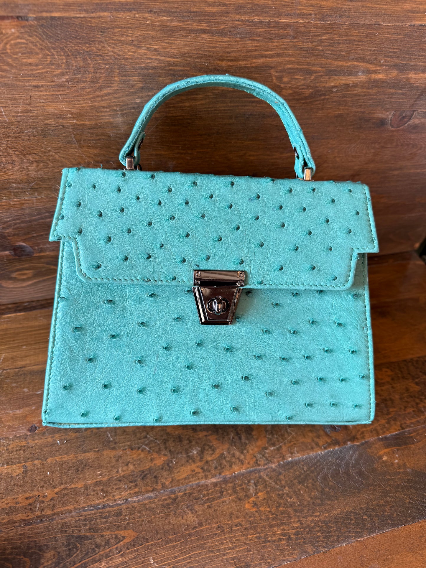 Aqua Green ostrich skin handbag