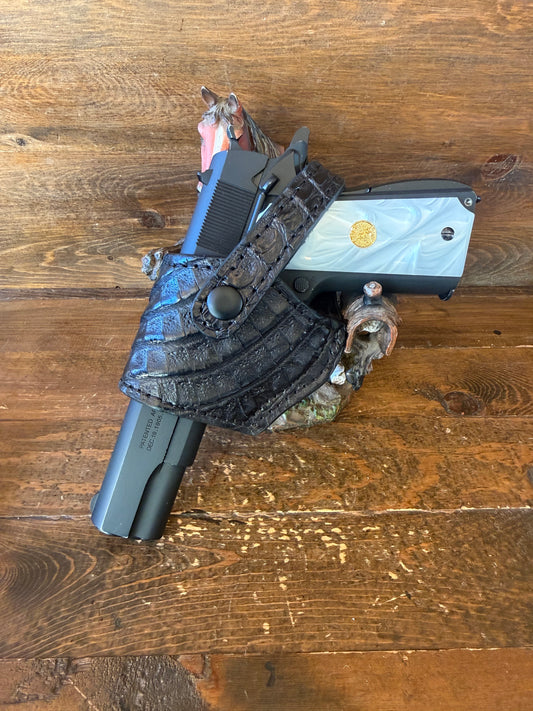 Black crocodile skin compact holster. ( 1911- Left )