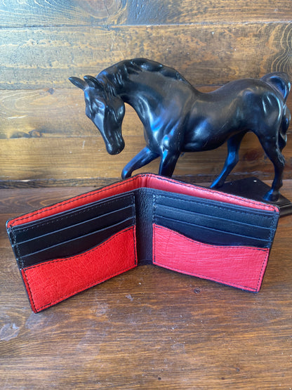 Red full ostrich skin wallet