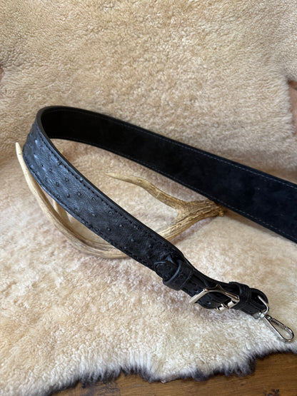 Black/Chrome ostrich skin luxury rifle Sling