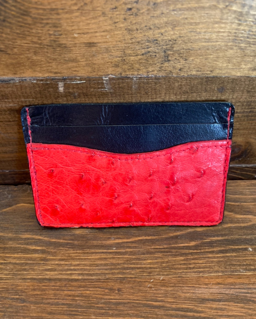 Red ostrich cardholder