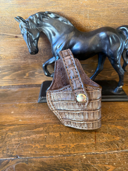 Brown/gold Crocodile belly compact holster (1911)