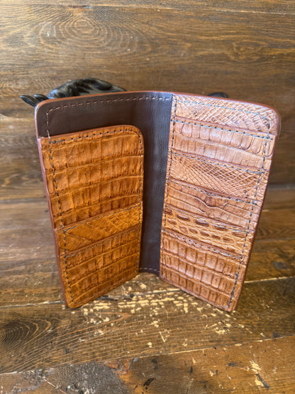 Chocolate Brown Crocodile Belly Deluxe Rodeo wallet in/out