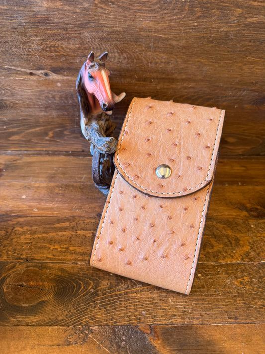 Honey color ostrich skin cellphone holster
